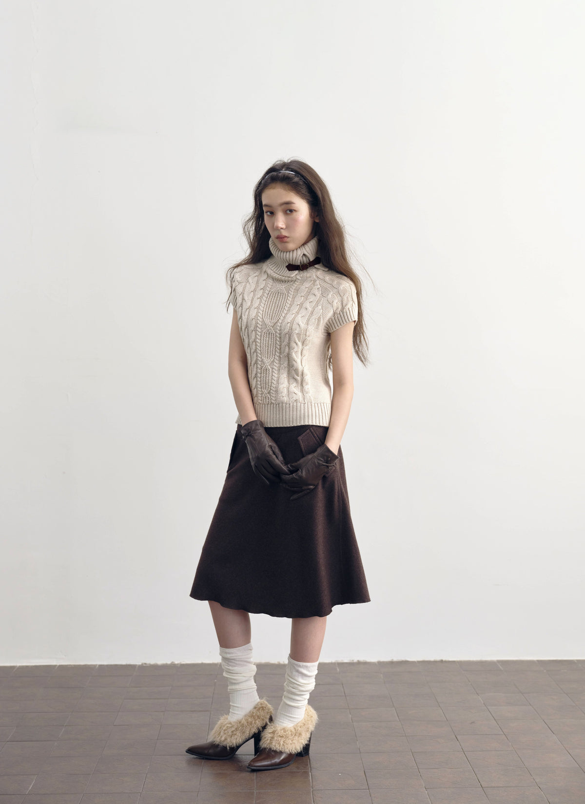 Turtleneck Cable Knit Top