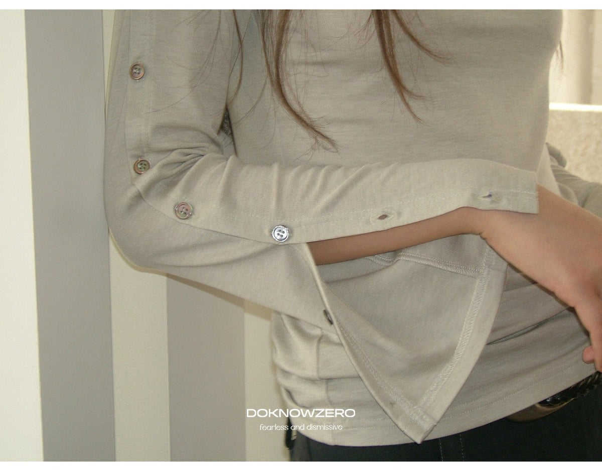 Buttoned Flare Sleeve Top