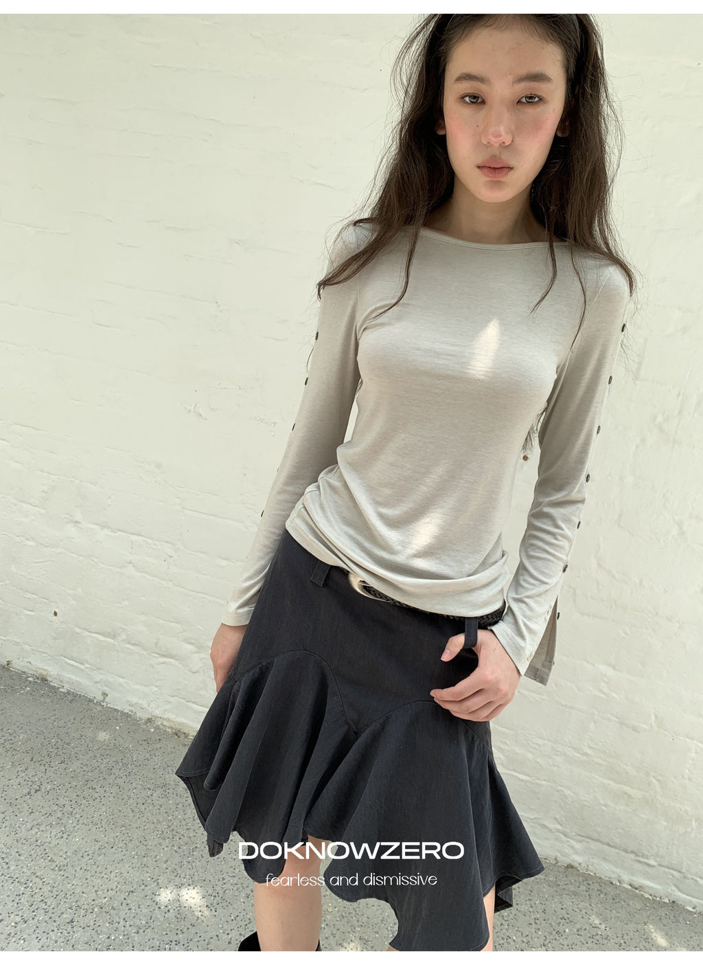 Buttoned Flare Sleeve Top