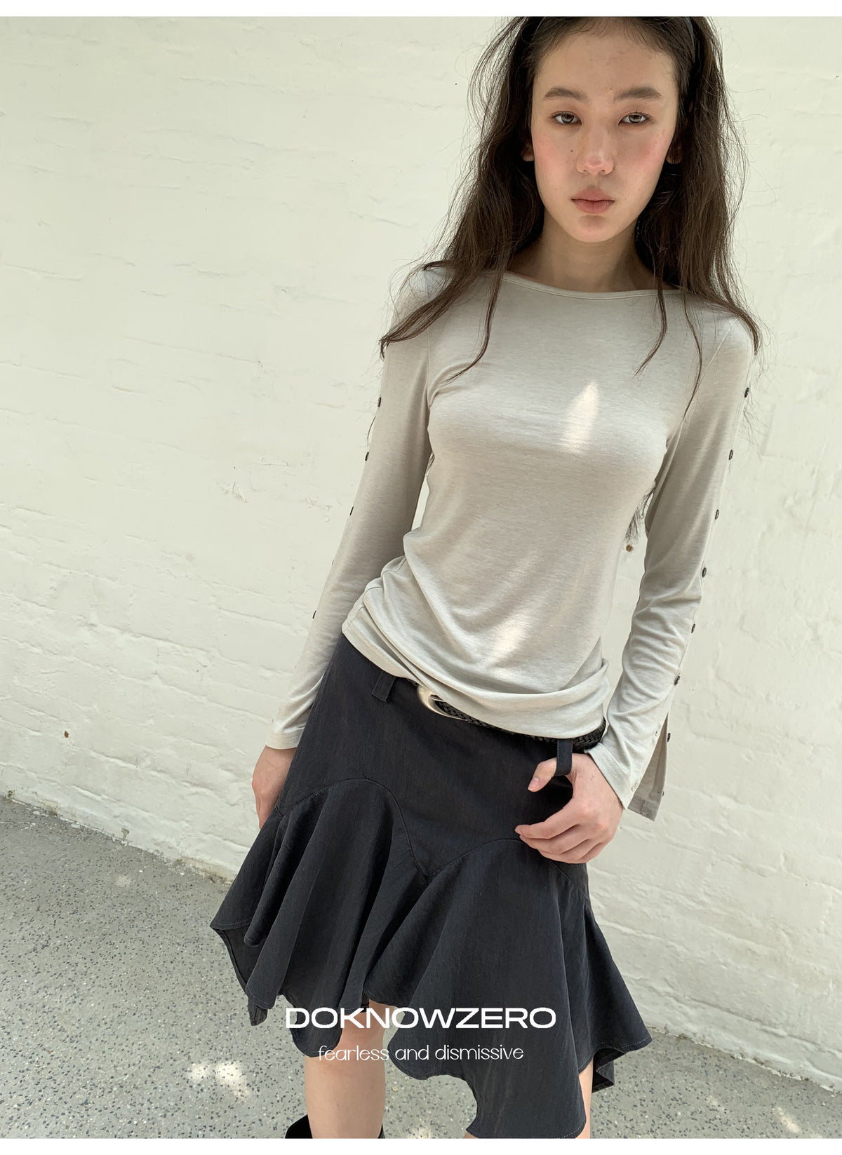 Buttoned Flare Sleeve Top