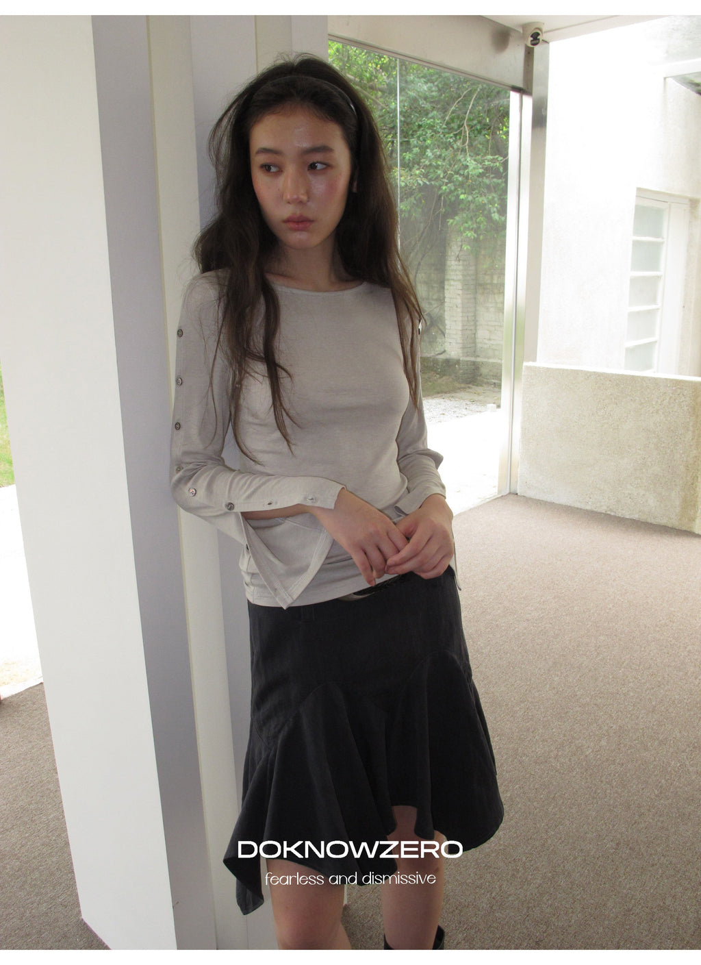 Buttoned Flare Sleeve Top