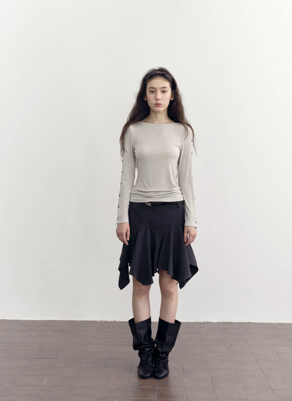 Buttoned Flare Sleeve Top