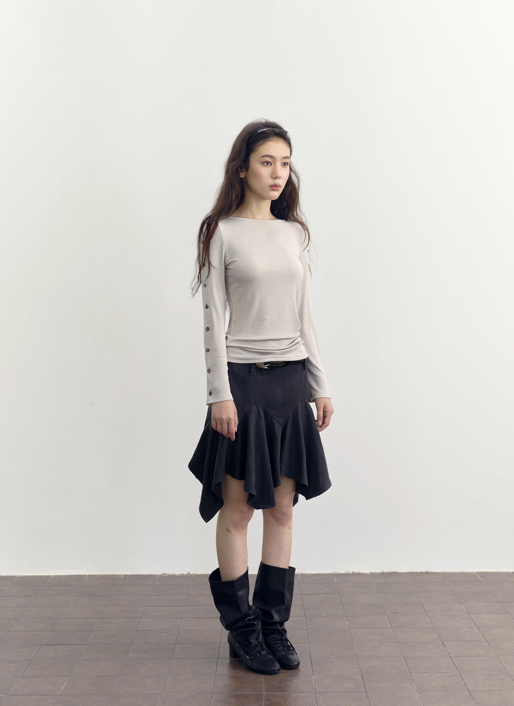 Buttoned Flare Sleeve Top
