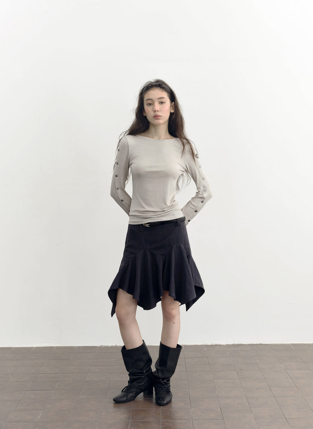 Buttoned Flare Sleeve Top