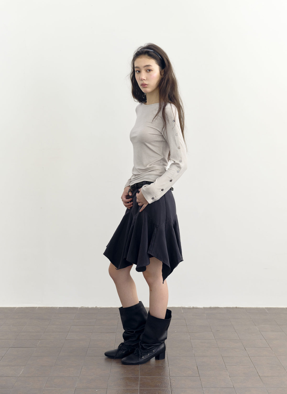 Buttoned Flare Sleeve Top