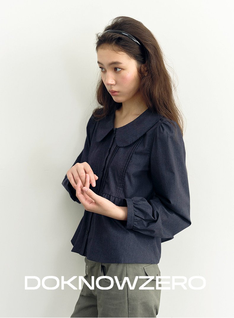 Doll Collar Pintuck Shirt