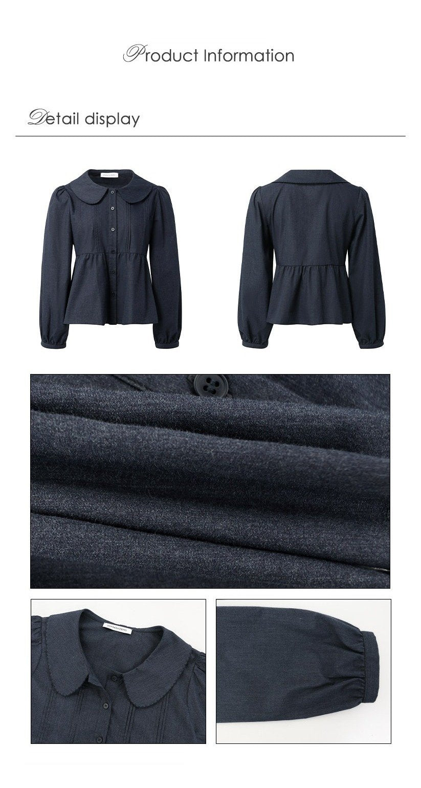 Doll Collar Pintuck Shirt