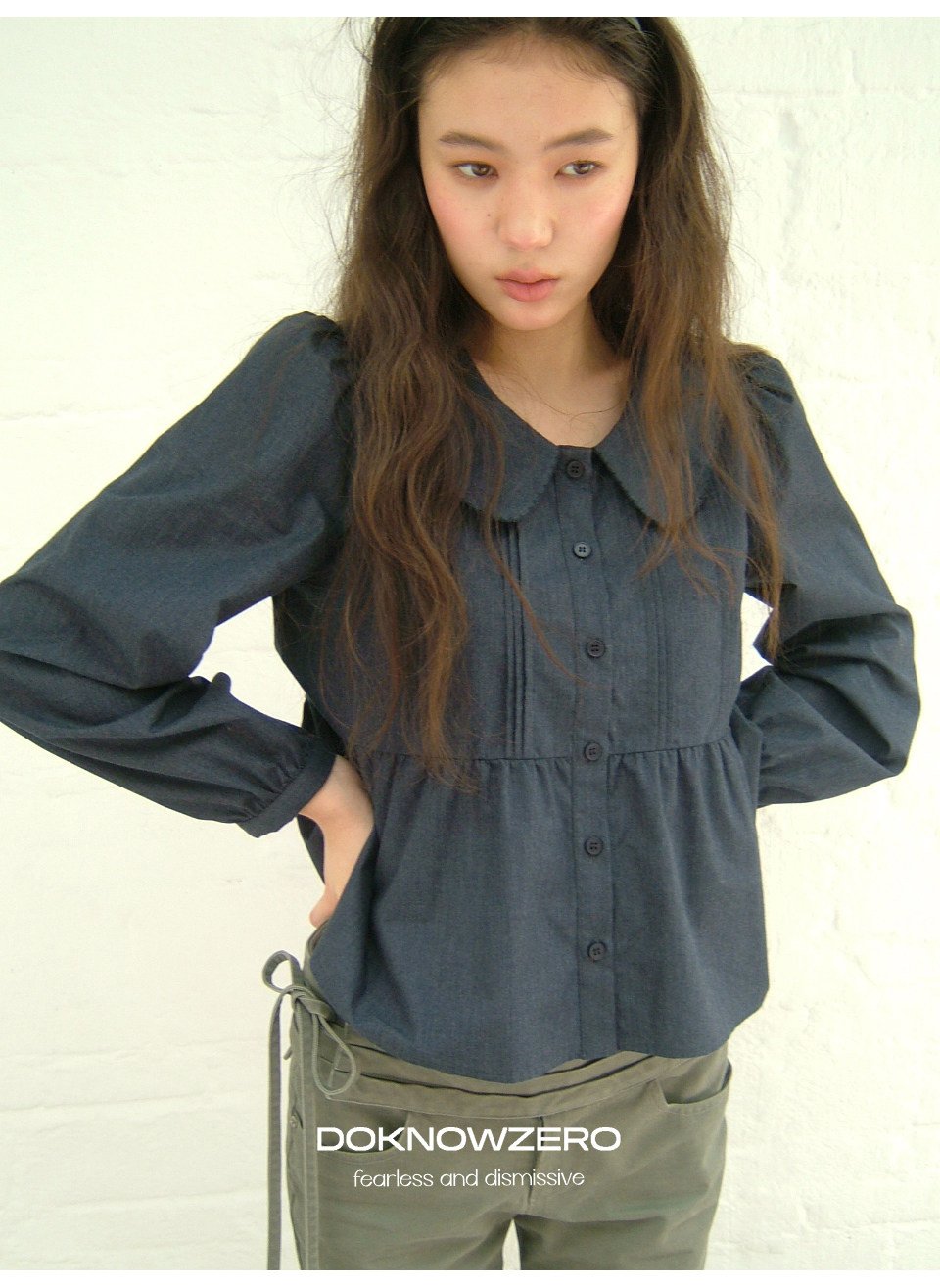 Doll Collar Pintuck Shirt