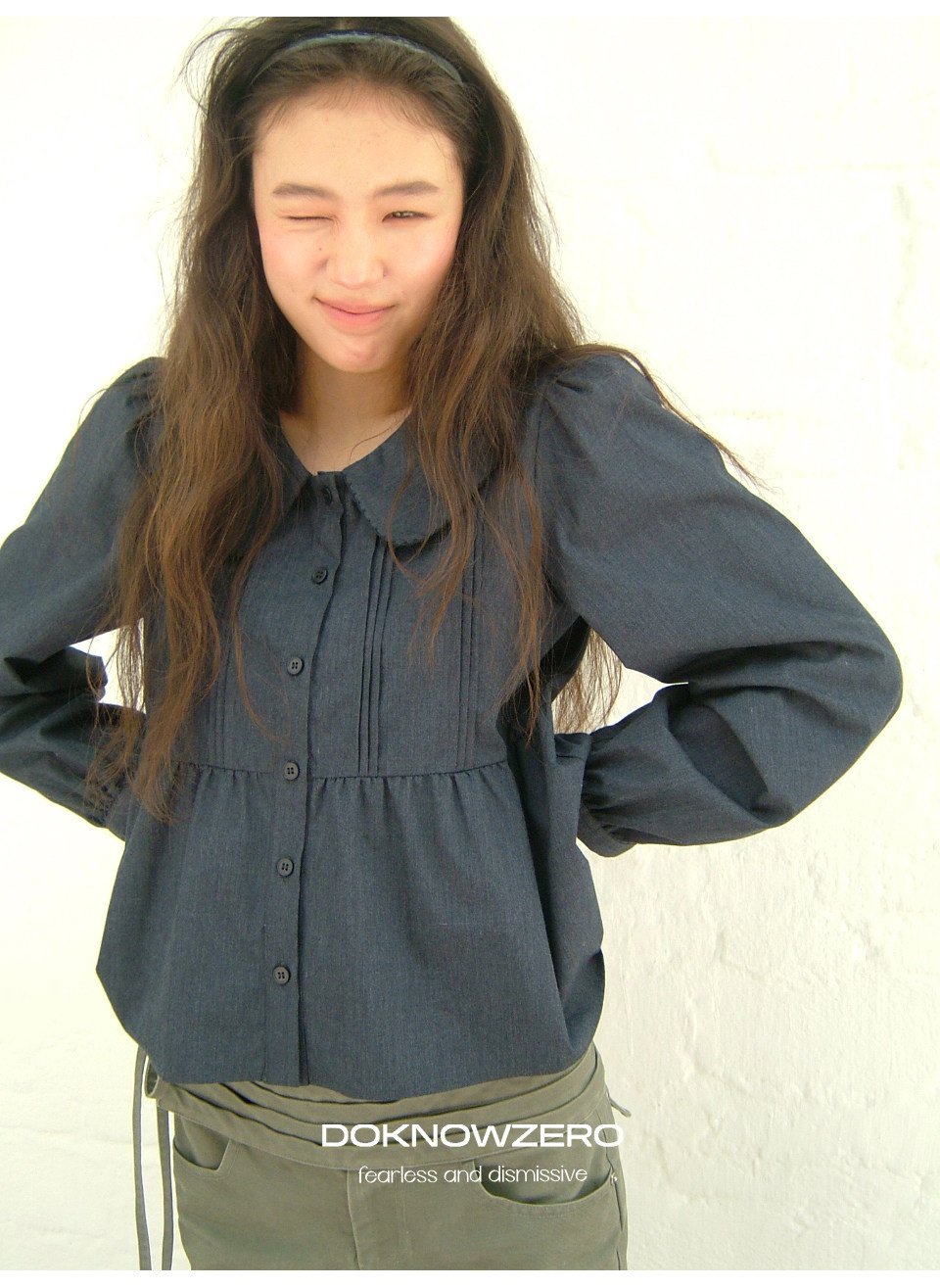 Doll Collar Pintuck Shirt