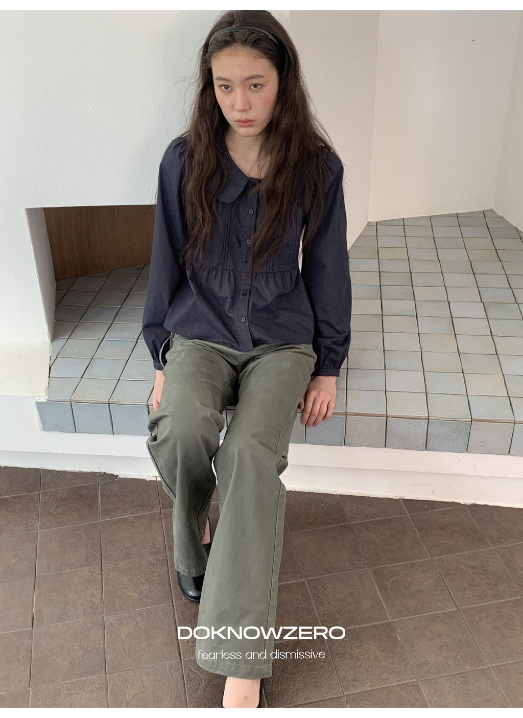 Doll Collar Pintuck Shirt