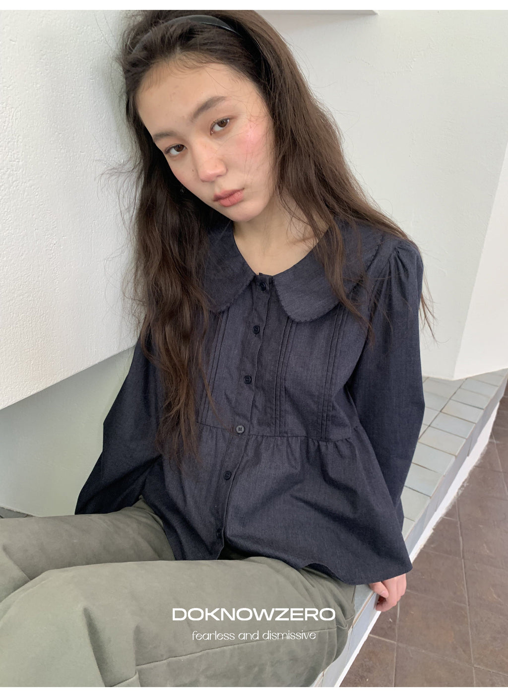 Doll Collar Pintuck Shirt