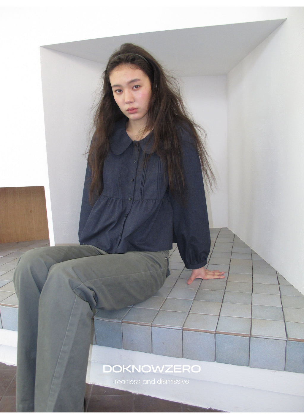 Doll Collar Pintuck Shirt