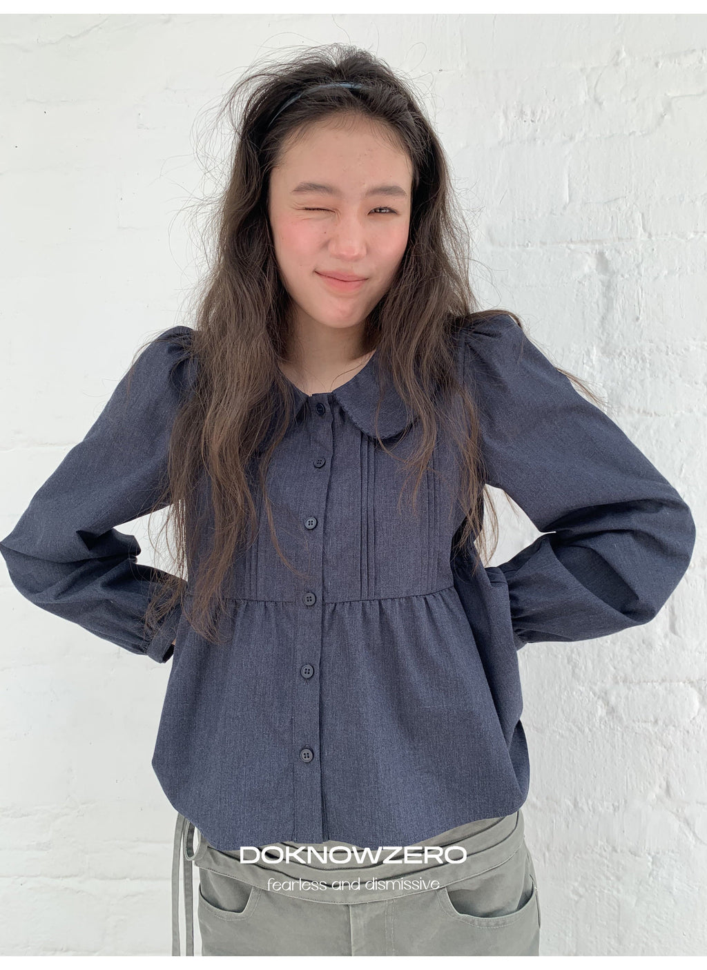 Doll Collar Pintuck Shirt