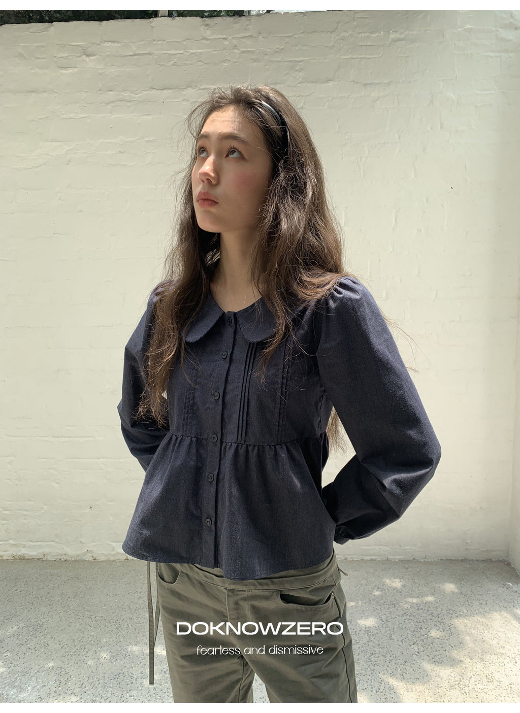 Doll Collar Pintuck Shirt