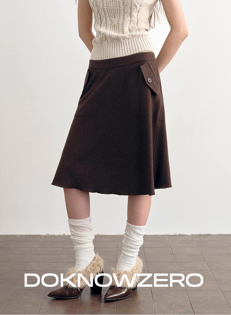 Chestnut Flap A-Line Skirt