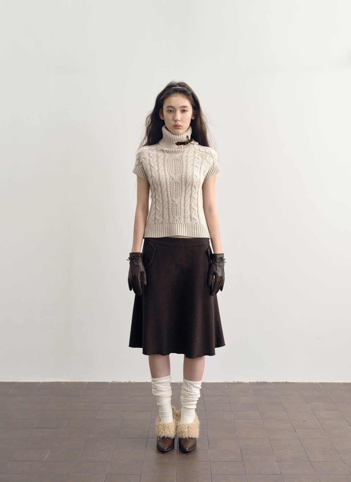 Chestnut Flap A-Line Skirt