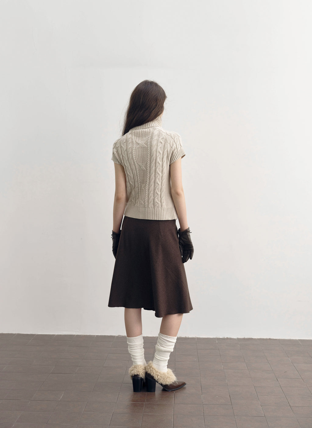 Chestnut Flap A-Line Skirt