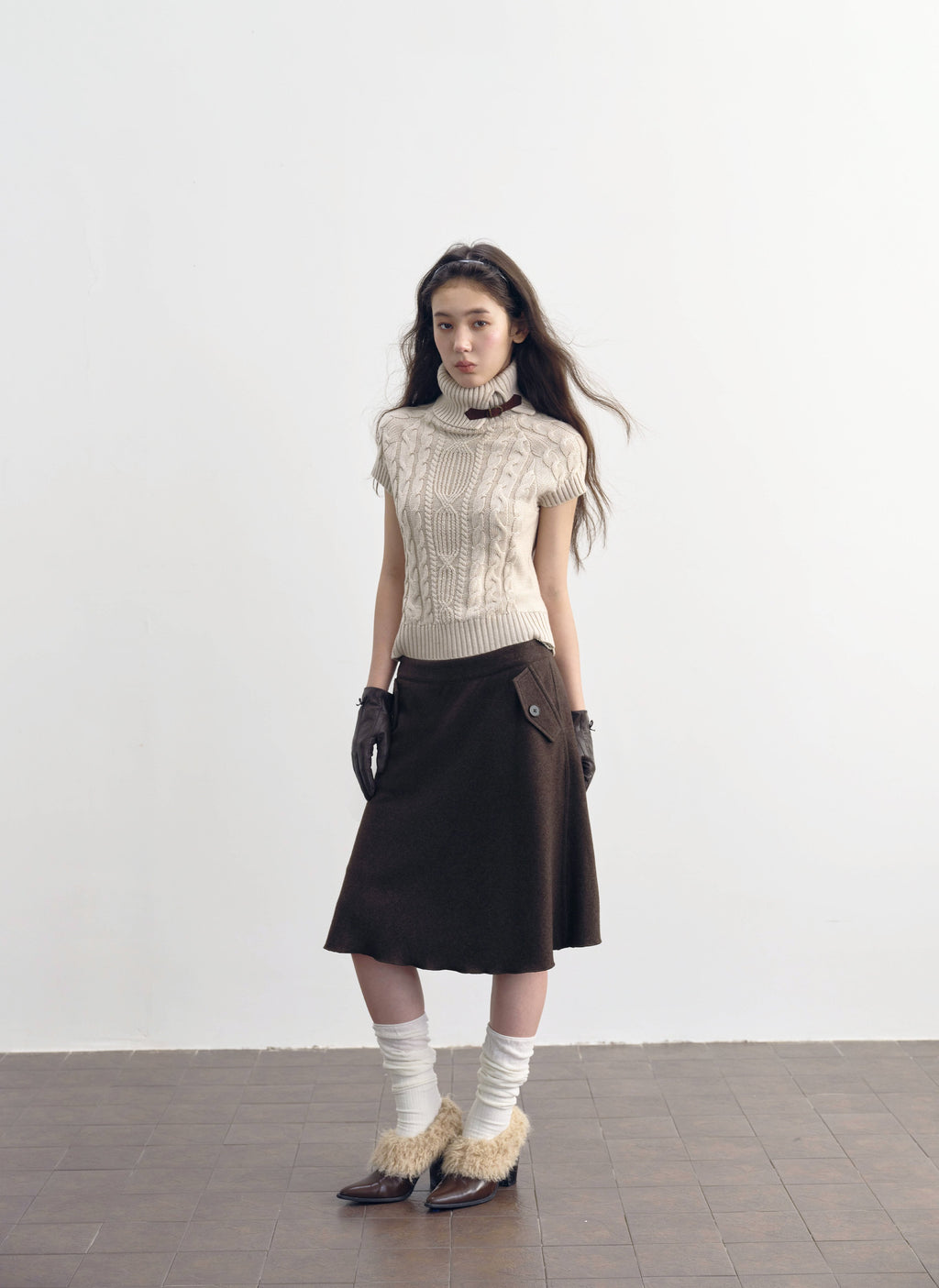 Chestnut Flap A-Line Skirt