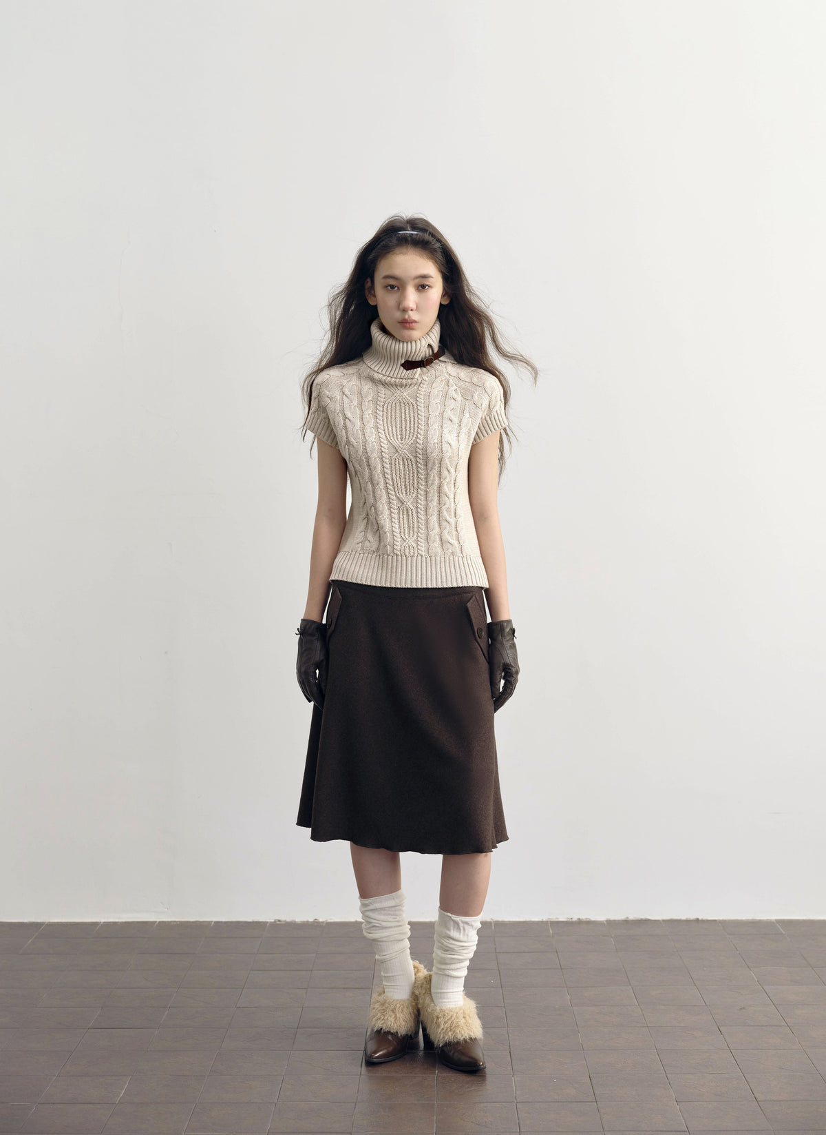 Chestnut Flap A-Line Skirt