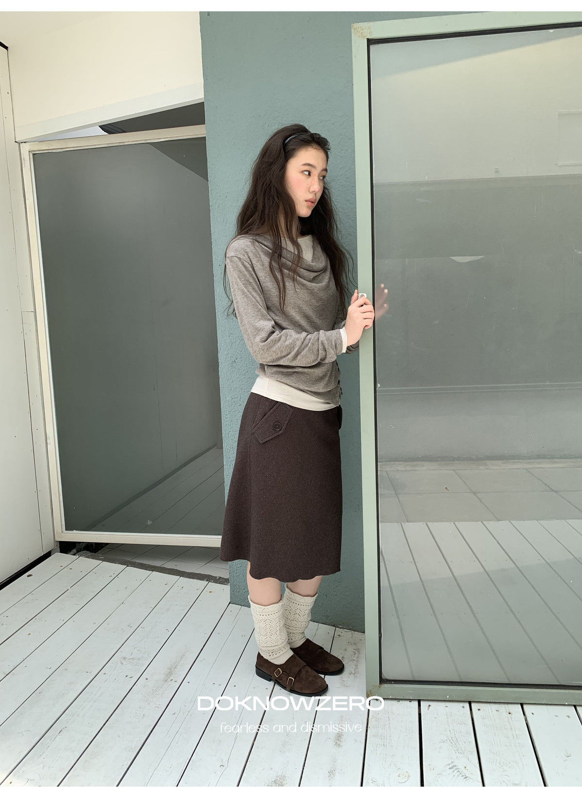Chestnut Flap A-Line Skirt