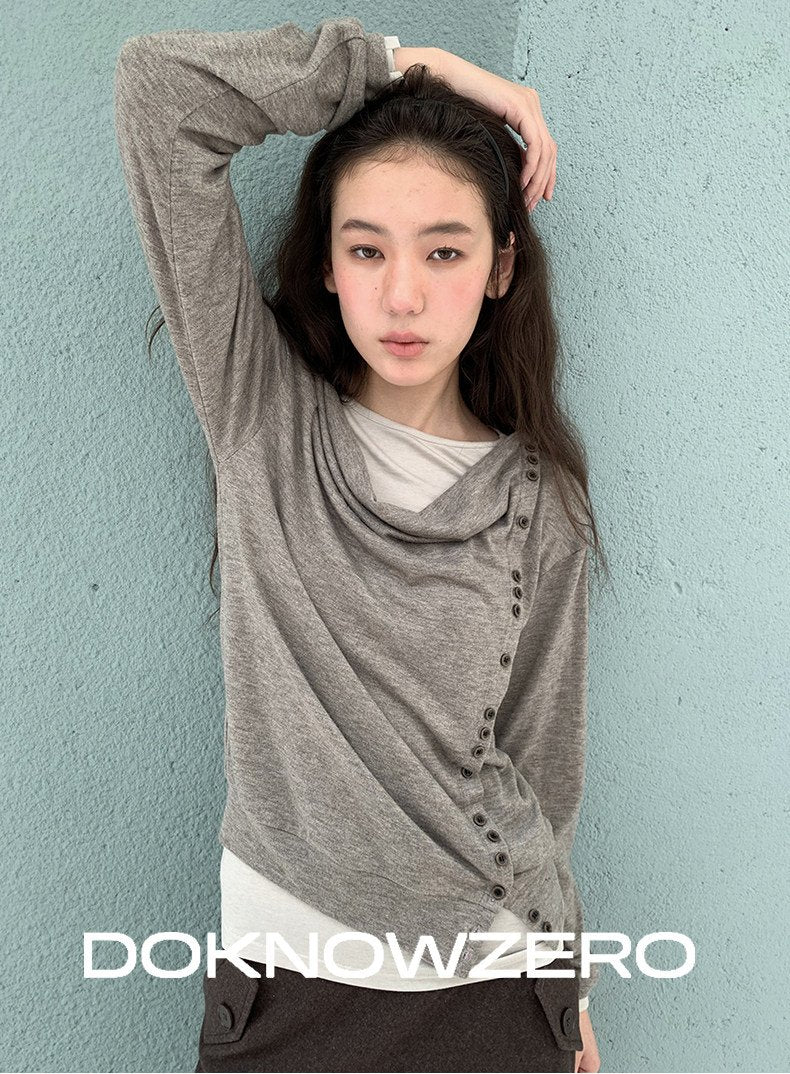 Asym Button Wrap Top