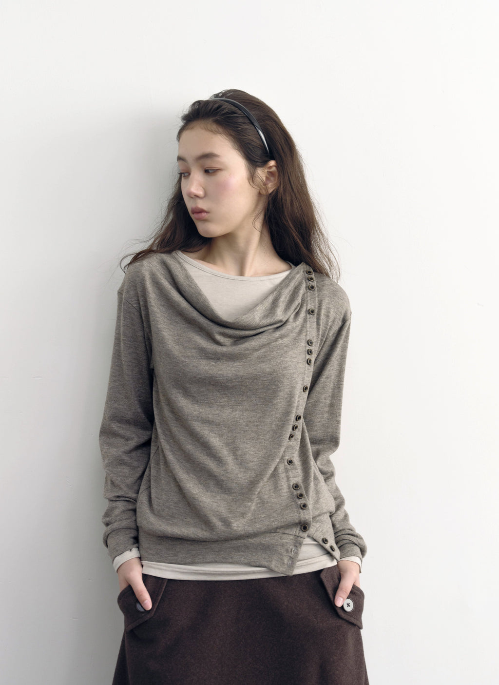 Asym Button Wrap Top