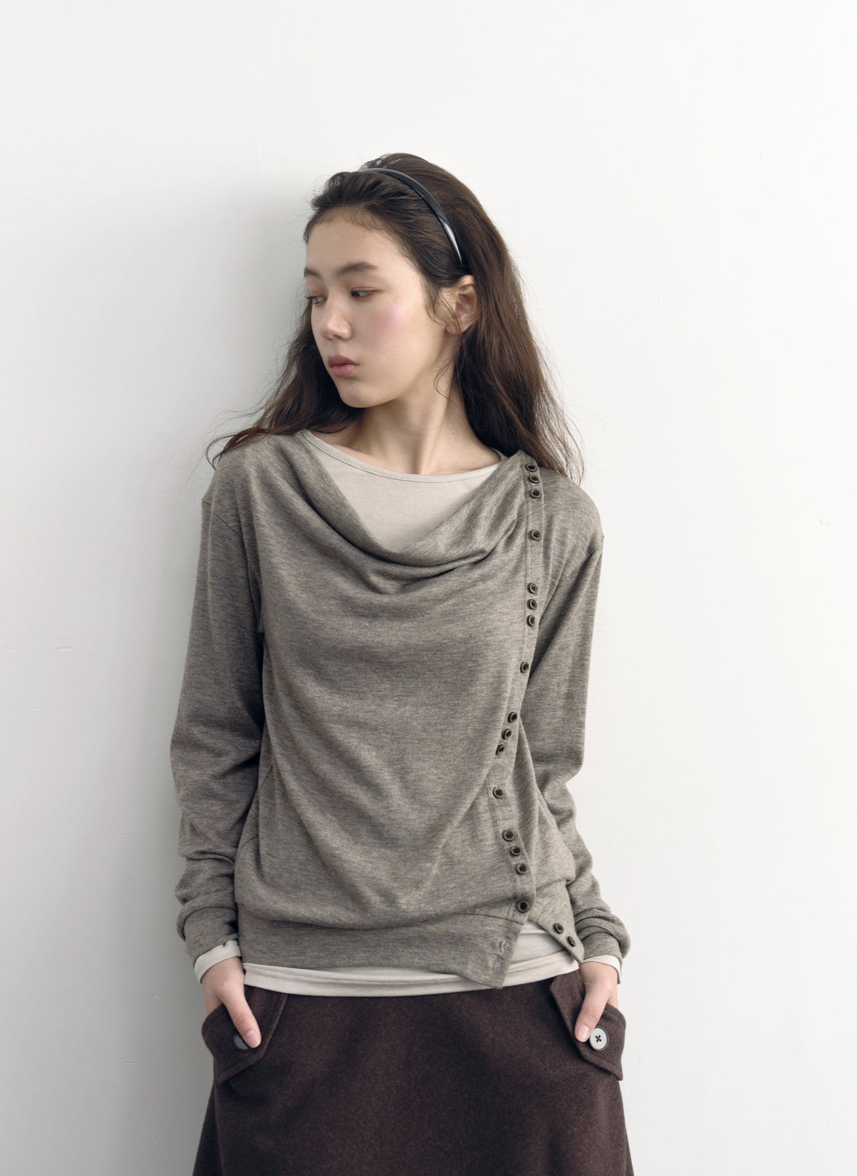 Asym Button Wrap Top