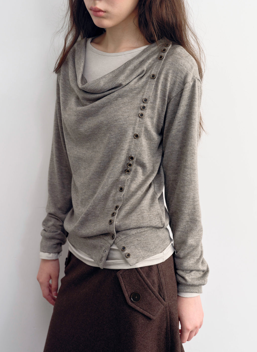 Asym Button Wrap Top