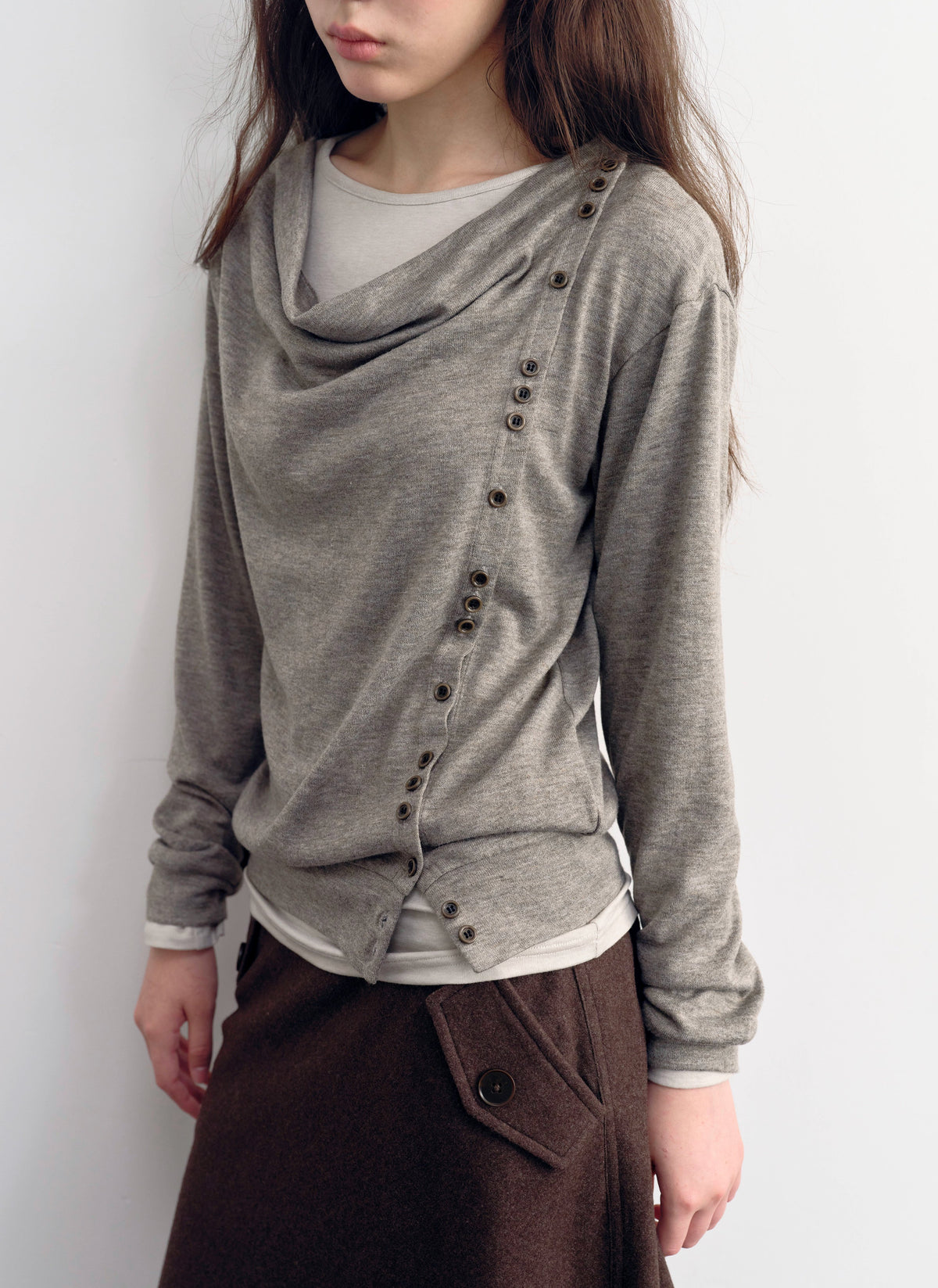 Asym Button Wrap Top