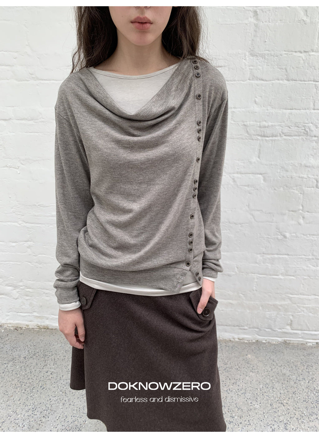 Asym Button Wrap Top