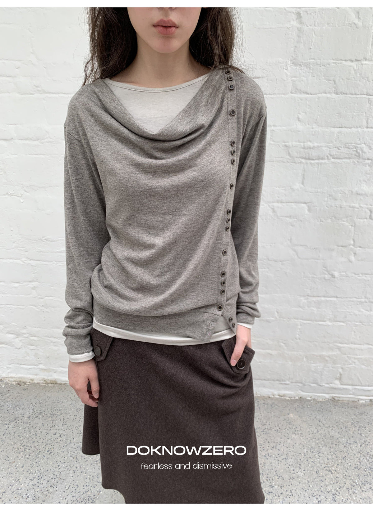 Asym Button Wrap Top