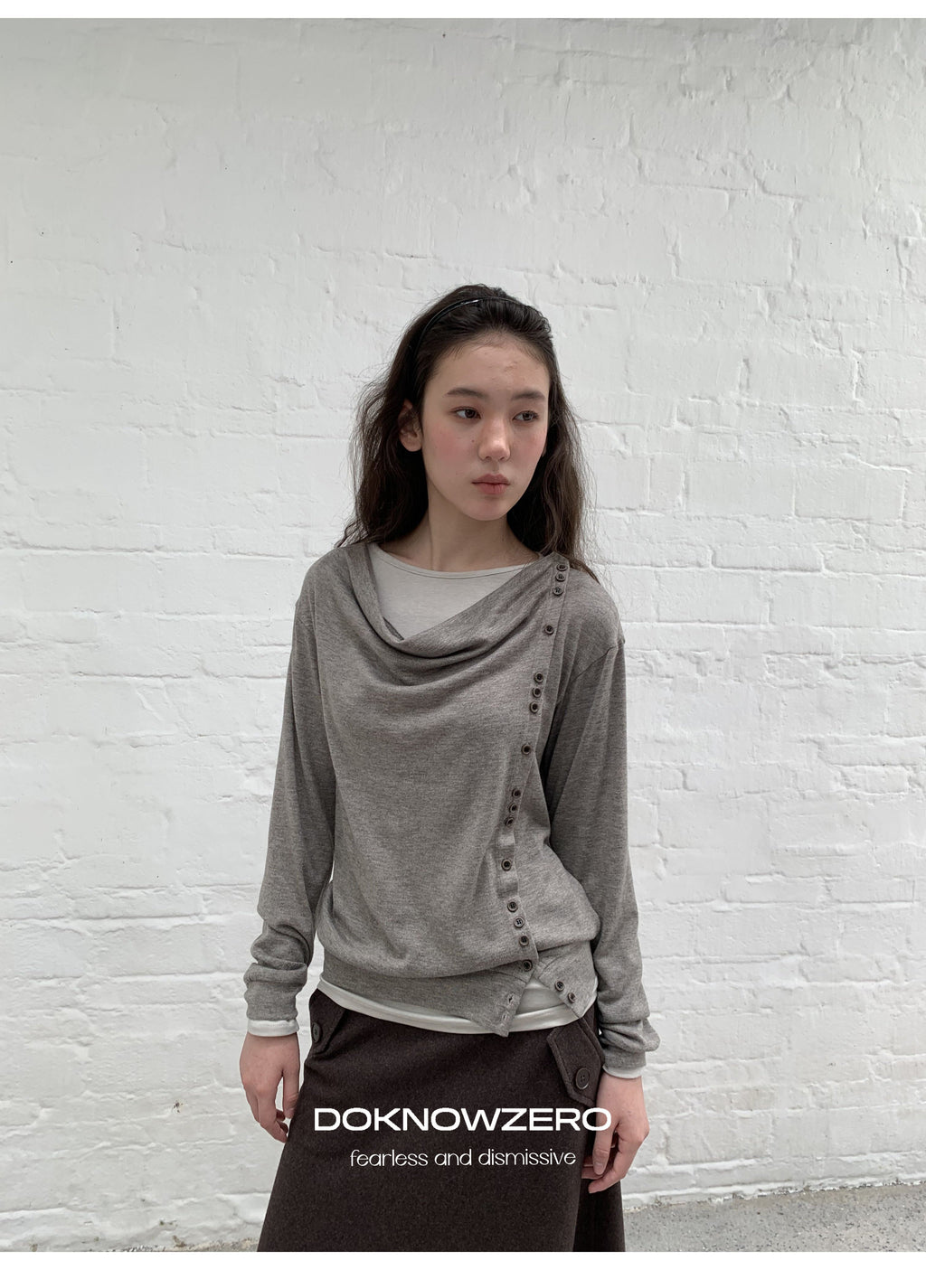 Asym Button Wrap Top