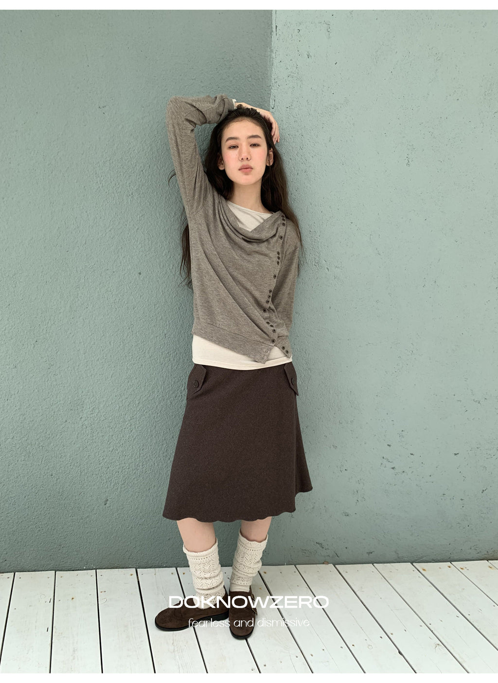 Asym Button Wrap Top
