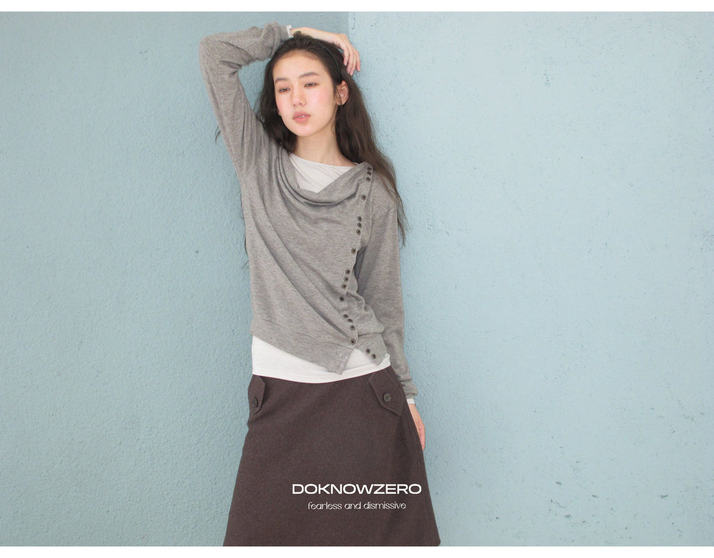 Asym Button Wrap Top