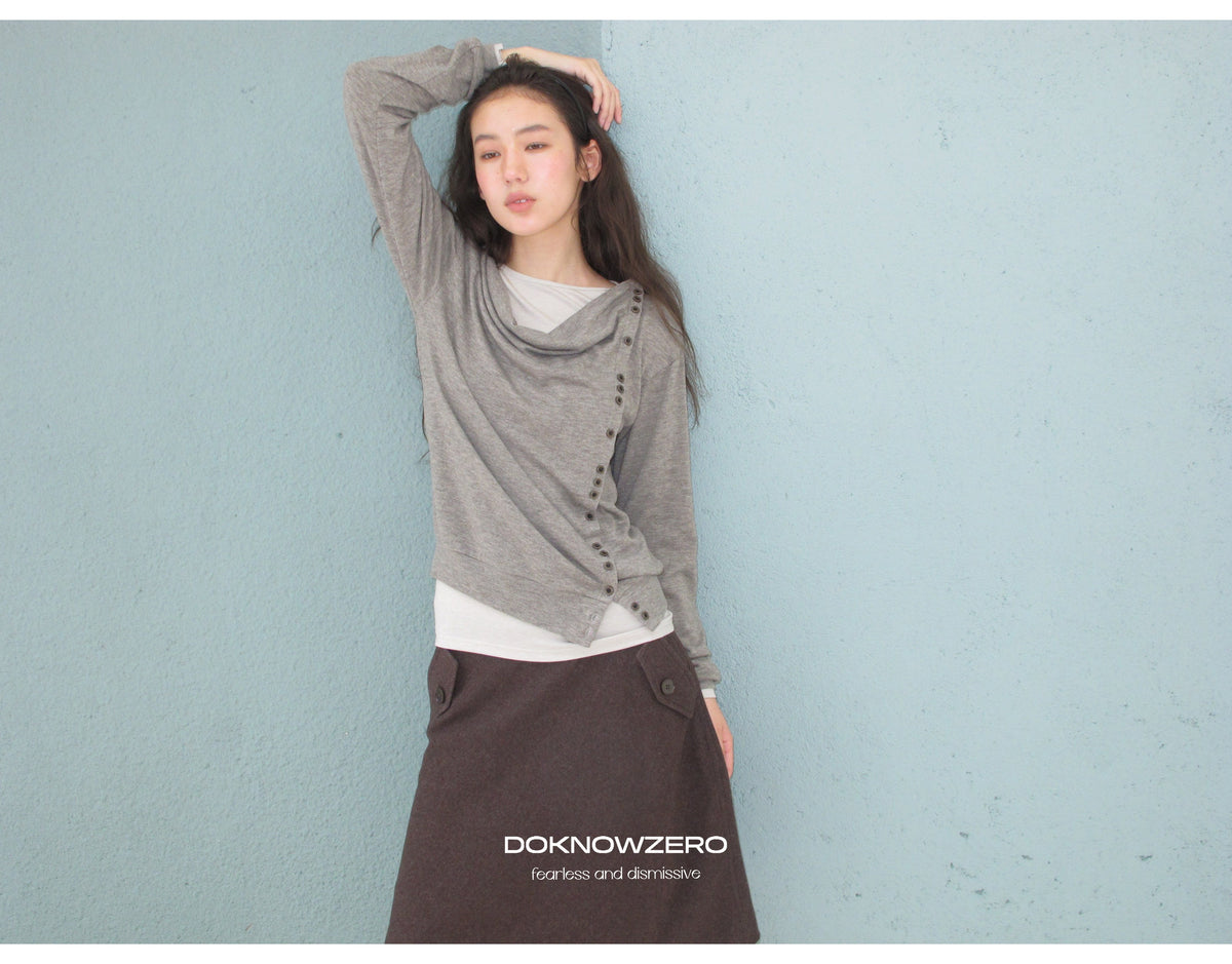 Asym Button Wrap Top