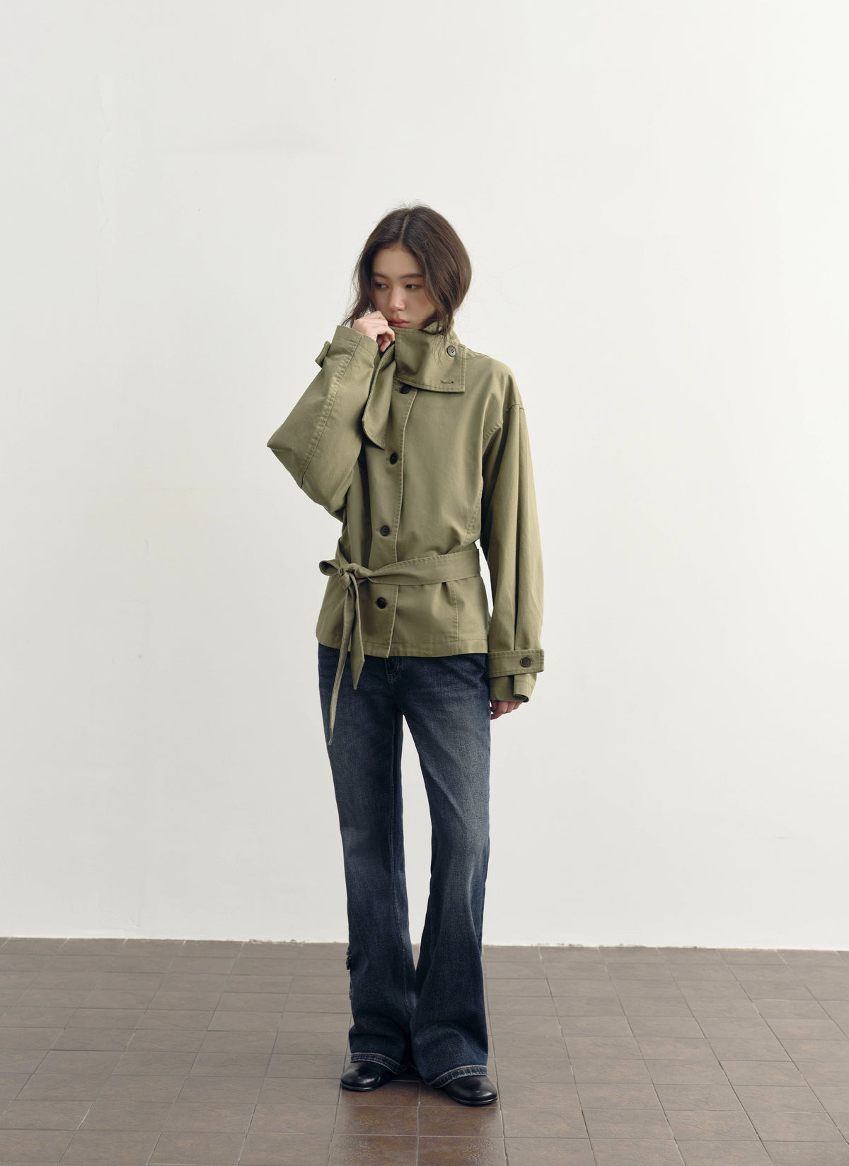 Low Waist Belted Field Jacket