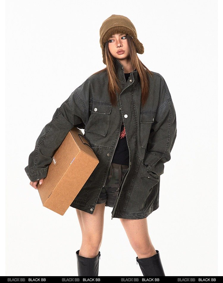 Washed Utility Pocket Jacket (2color)