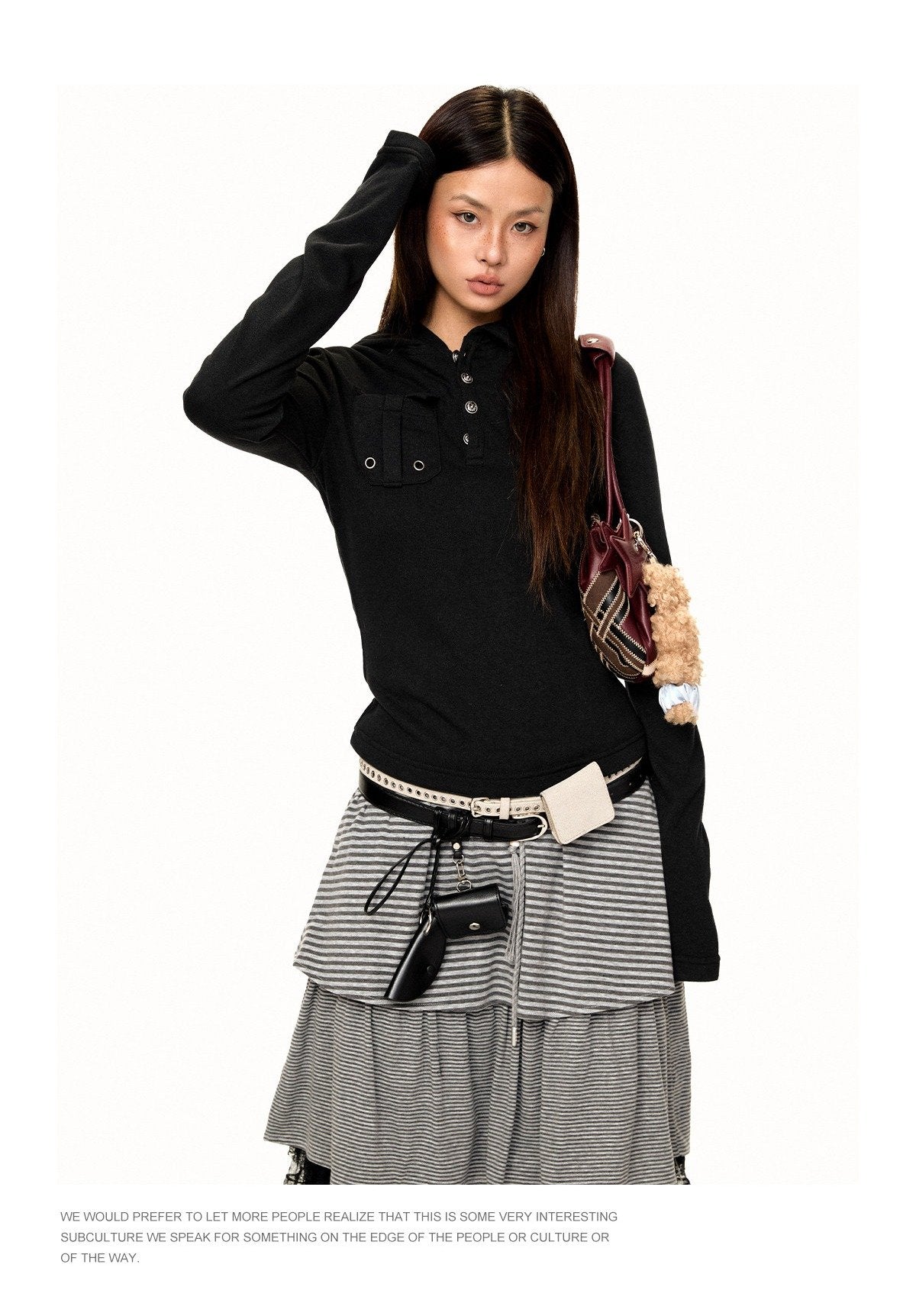 Hooded Button Top (2color)