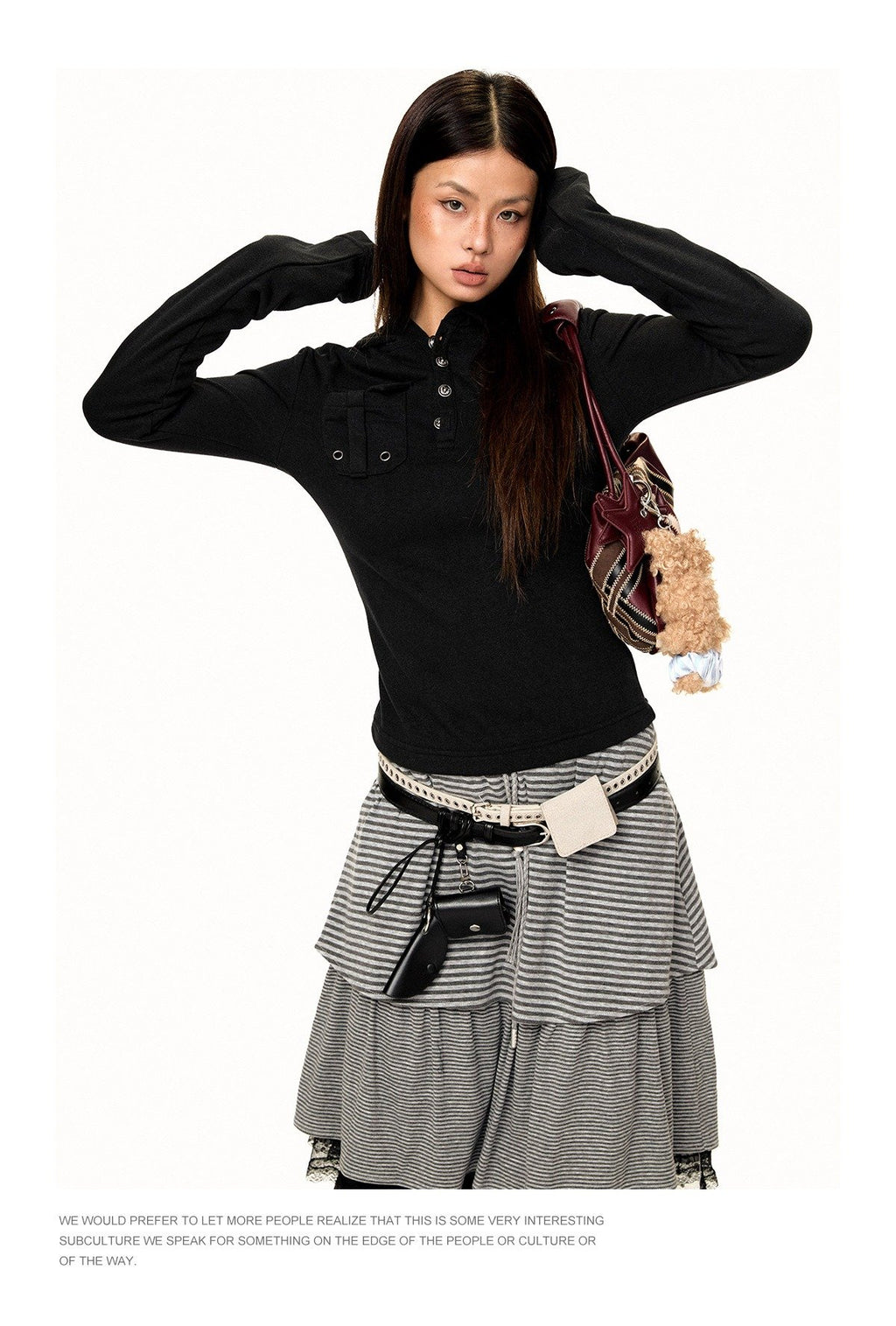 Hooded Button Top (2color)