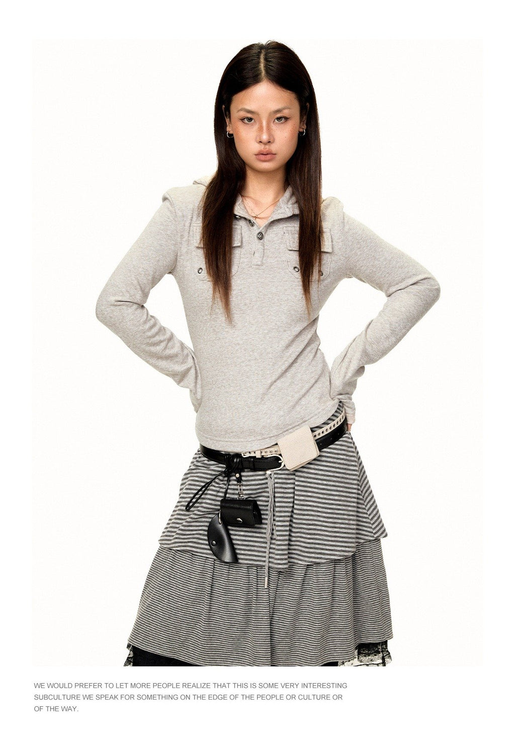 Hooded Button Top (2color)