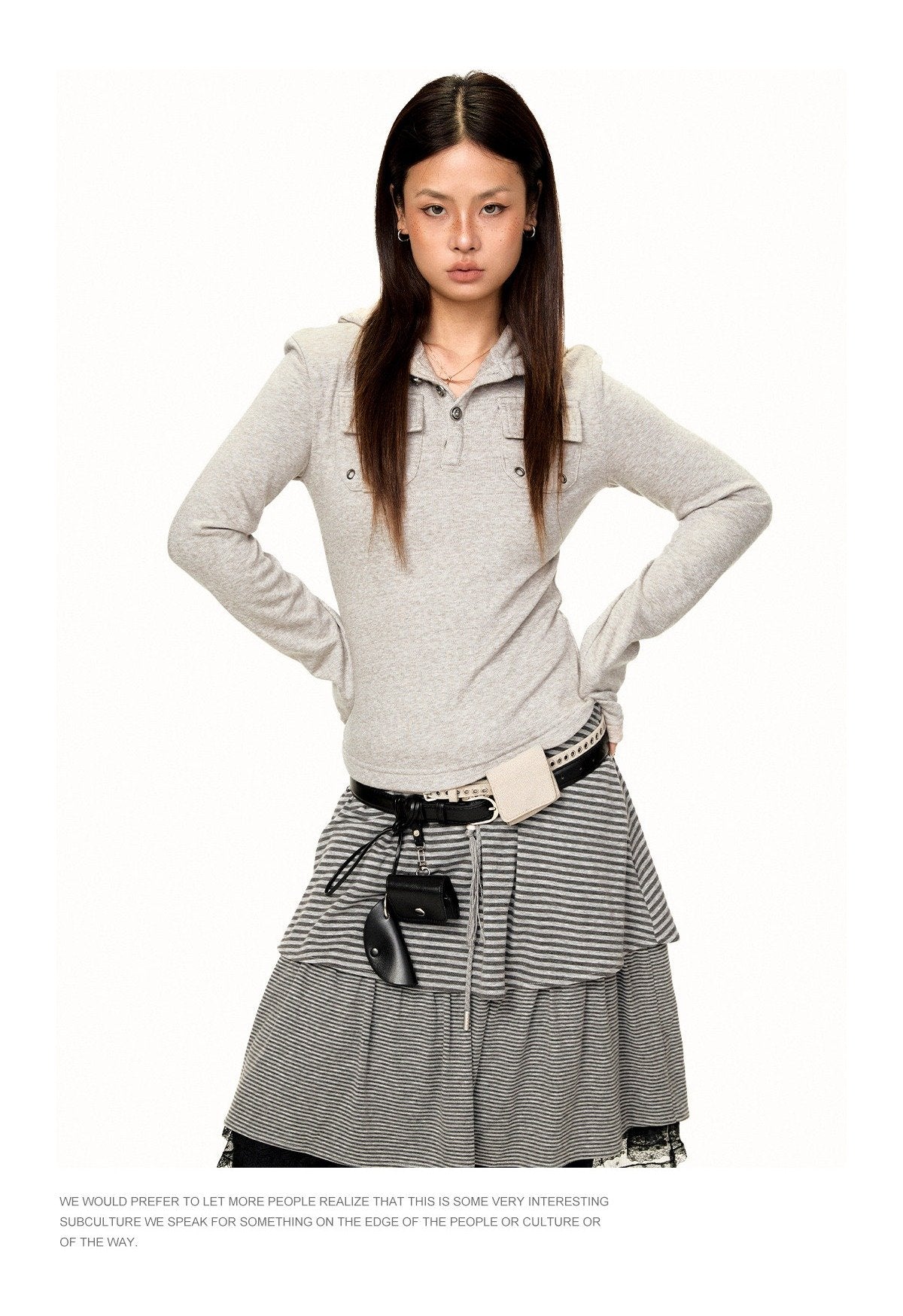 Hooded Button Top (2color)