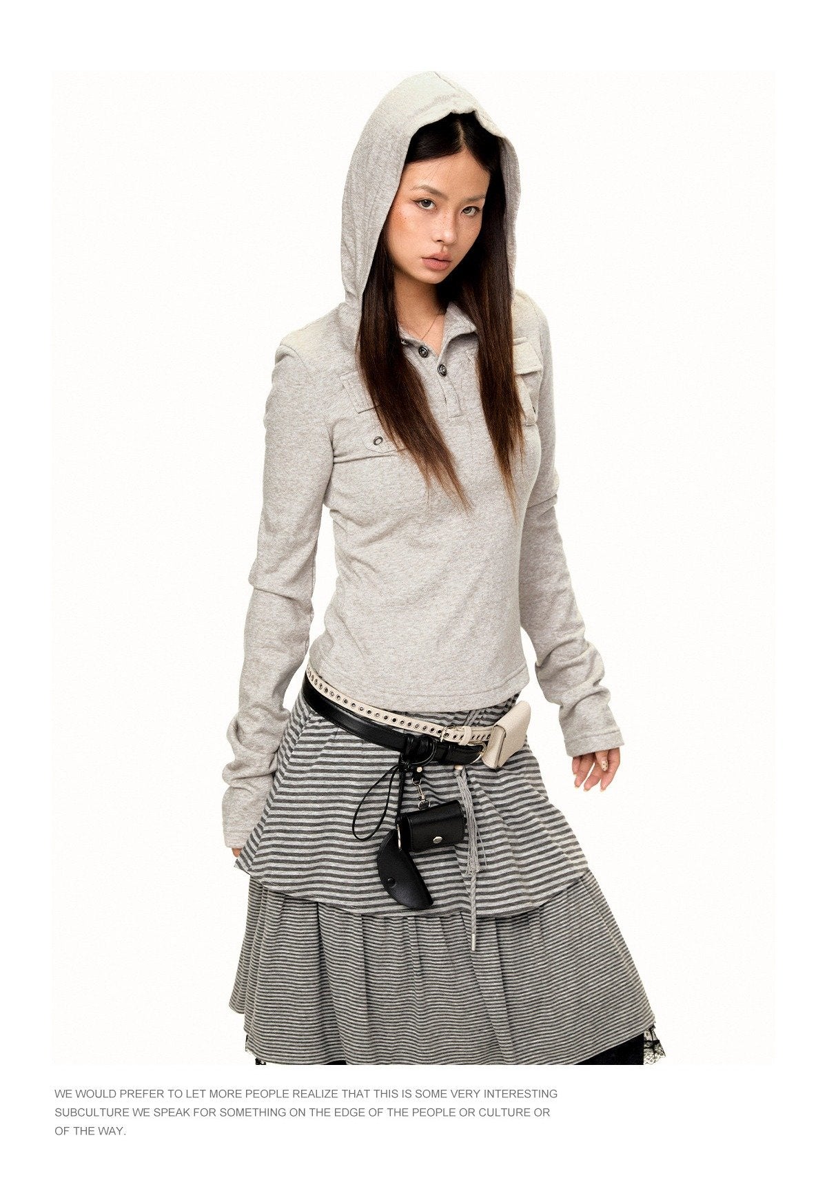 Hooded Button Top (2color)