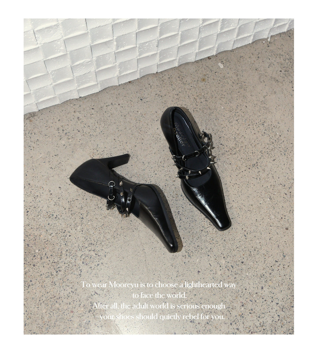 Pyramid Stud Square Heel Pumps
