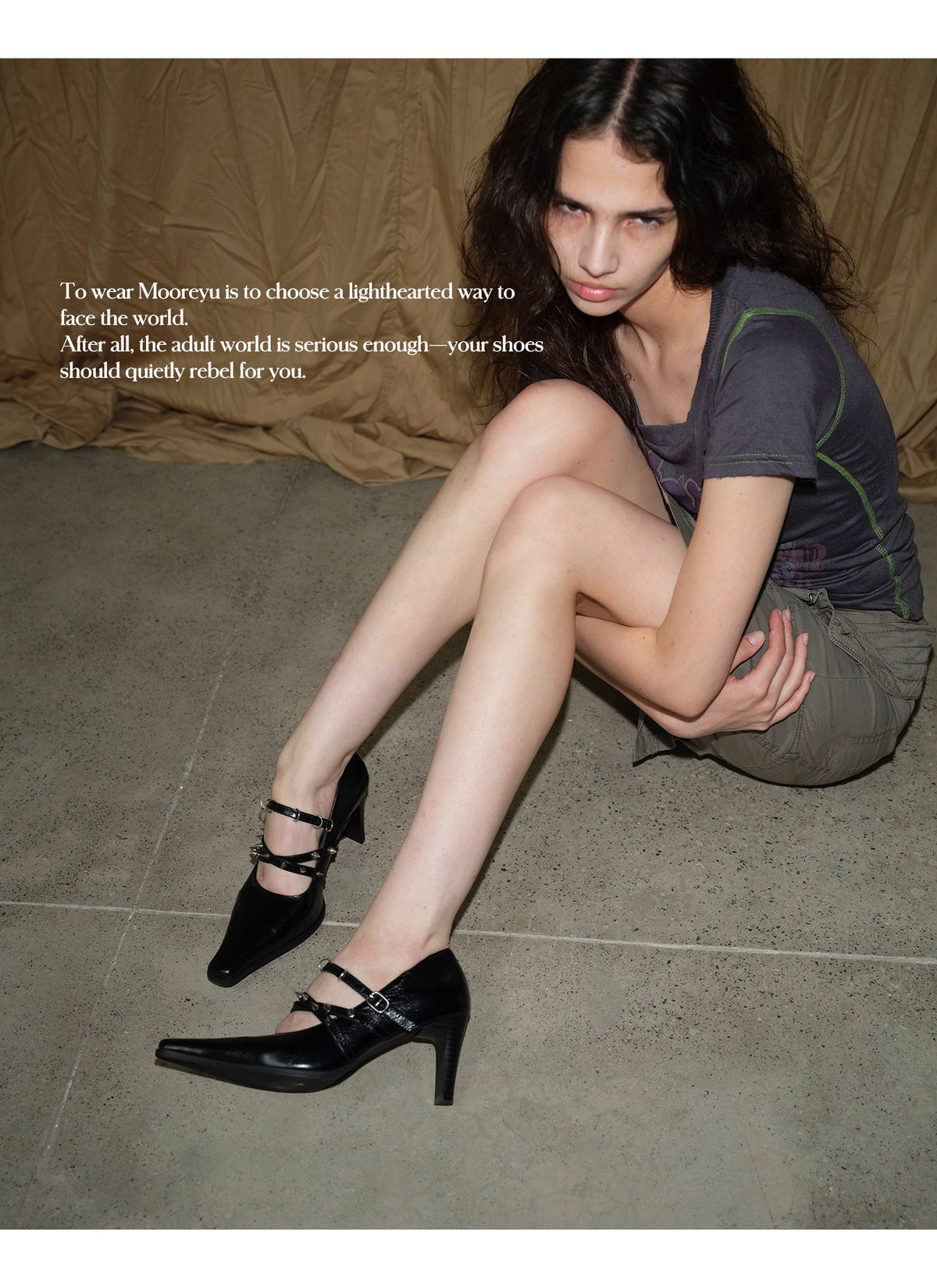Pyramid Stud Square Heel Pumps