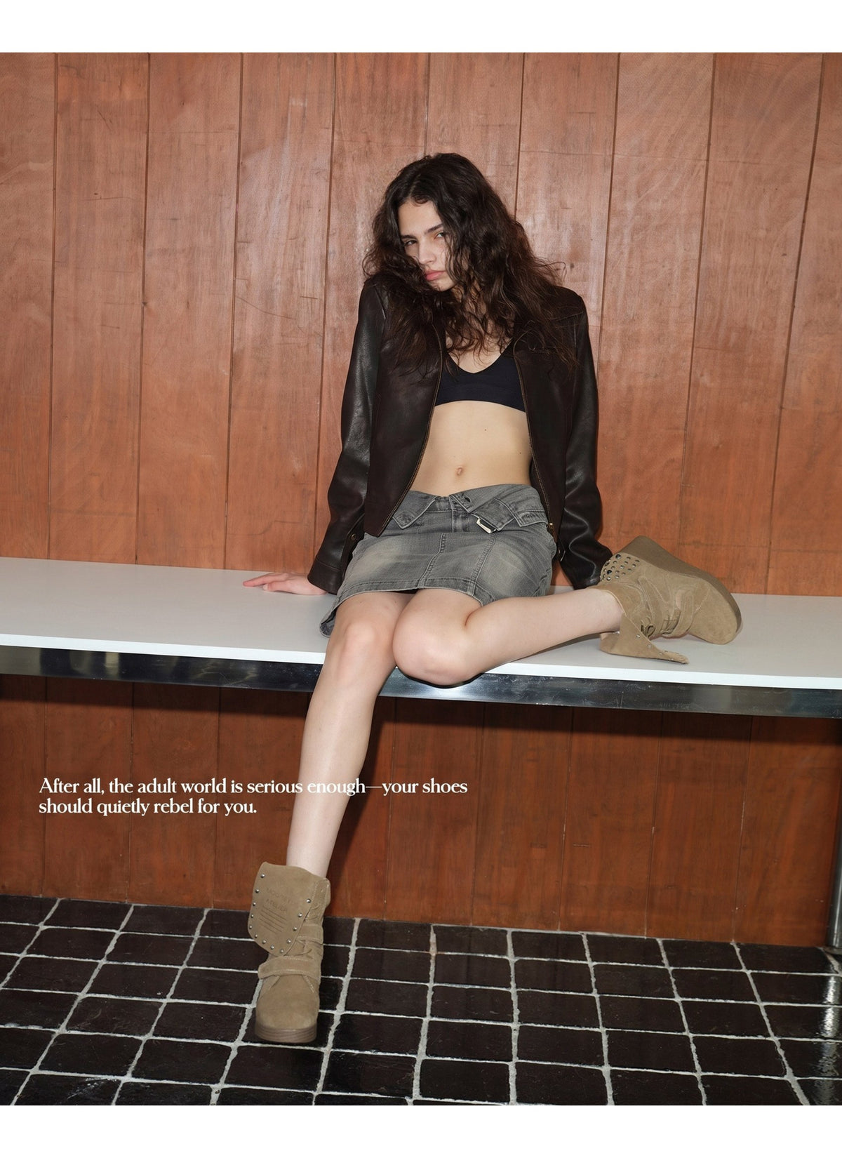 Rust Stud Wedge Boots