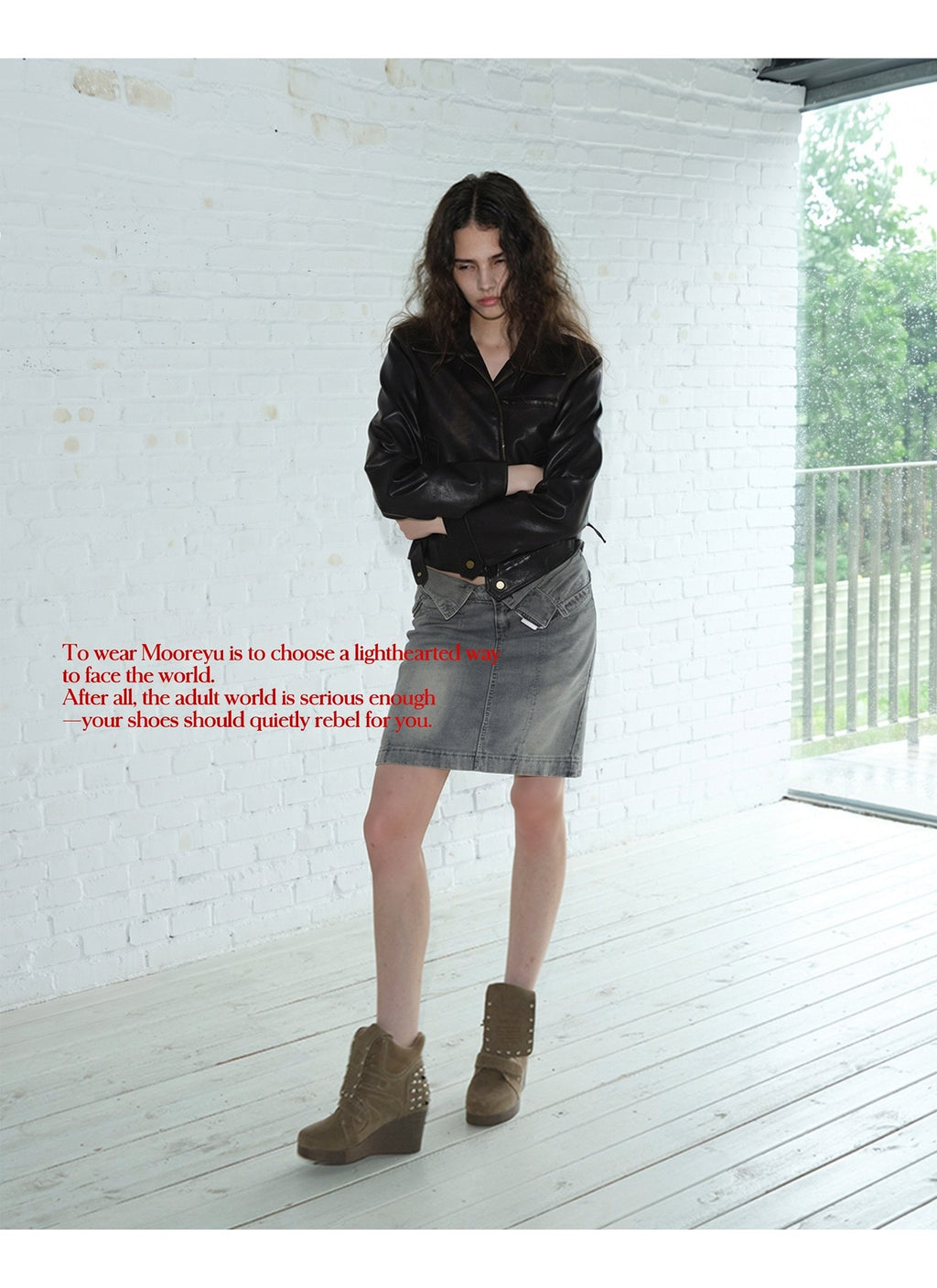 Rust Stud Wedge Boots