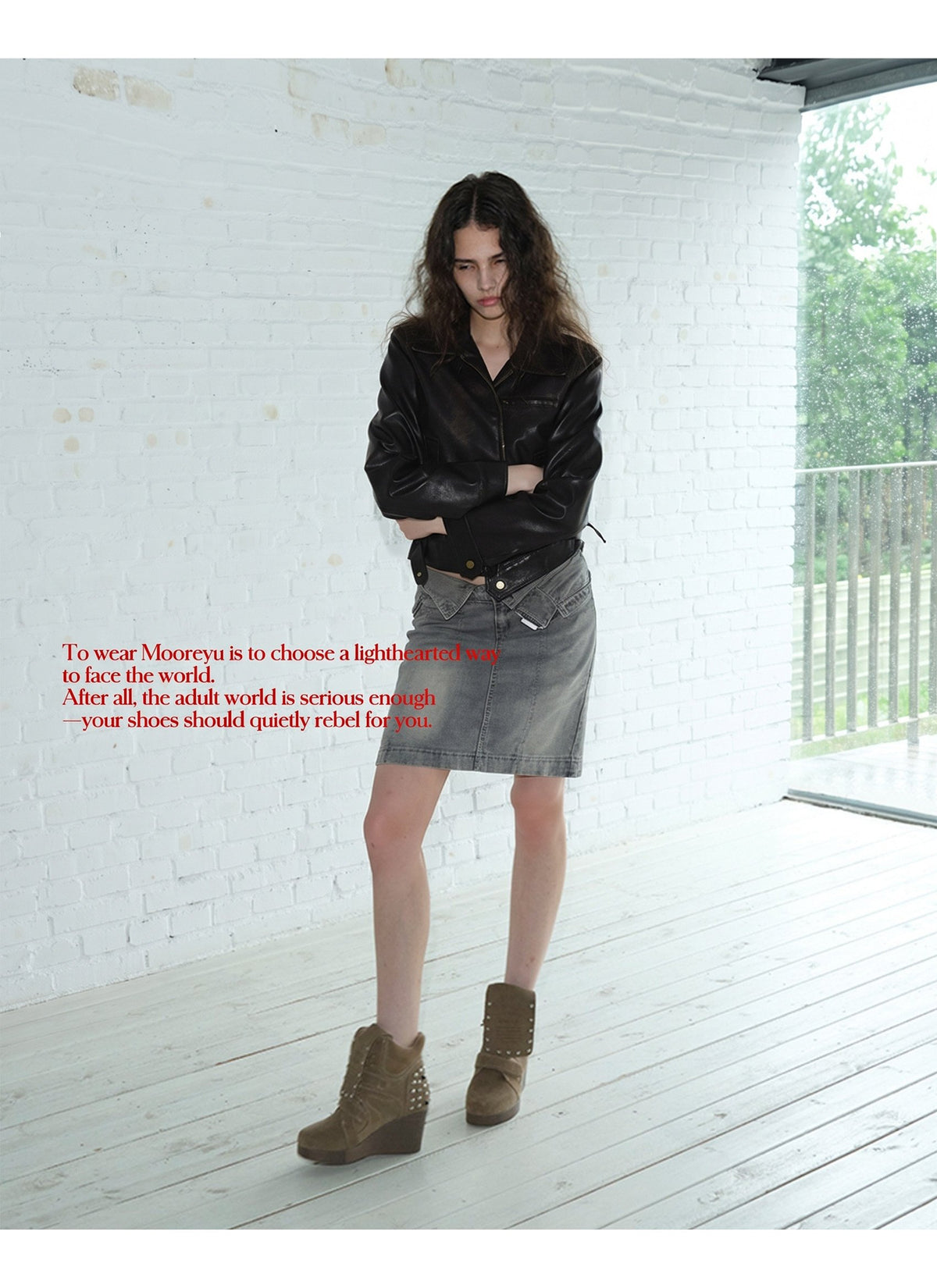 Rust Stud Wedge Boots