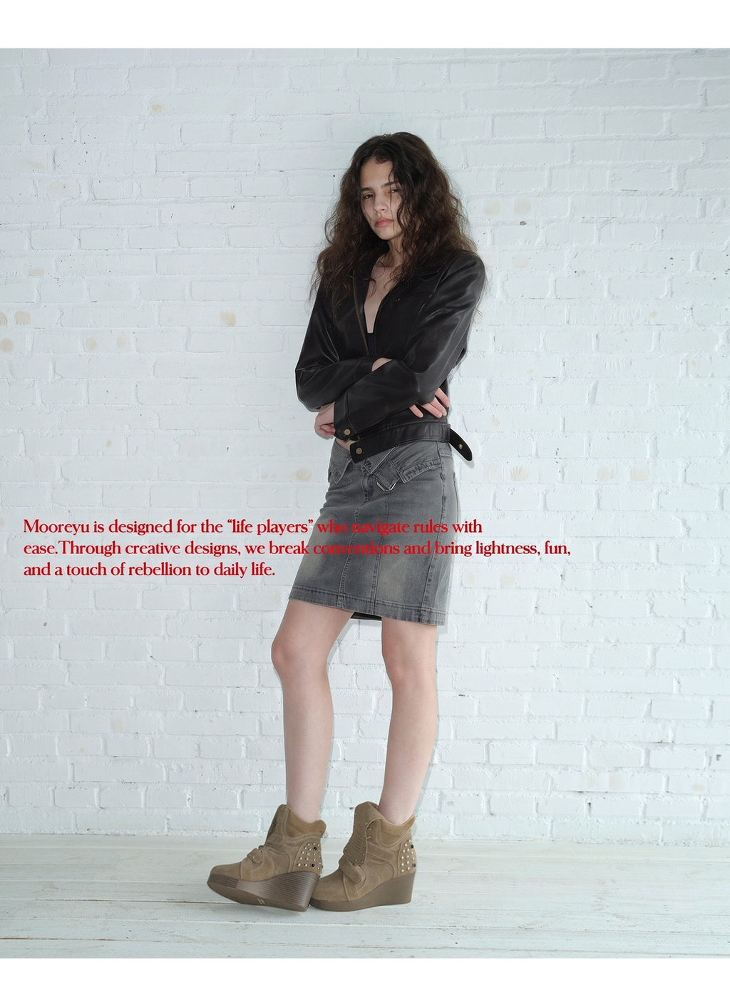 Rust Stud Wedge Boots