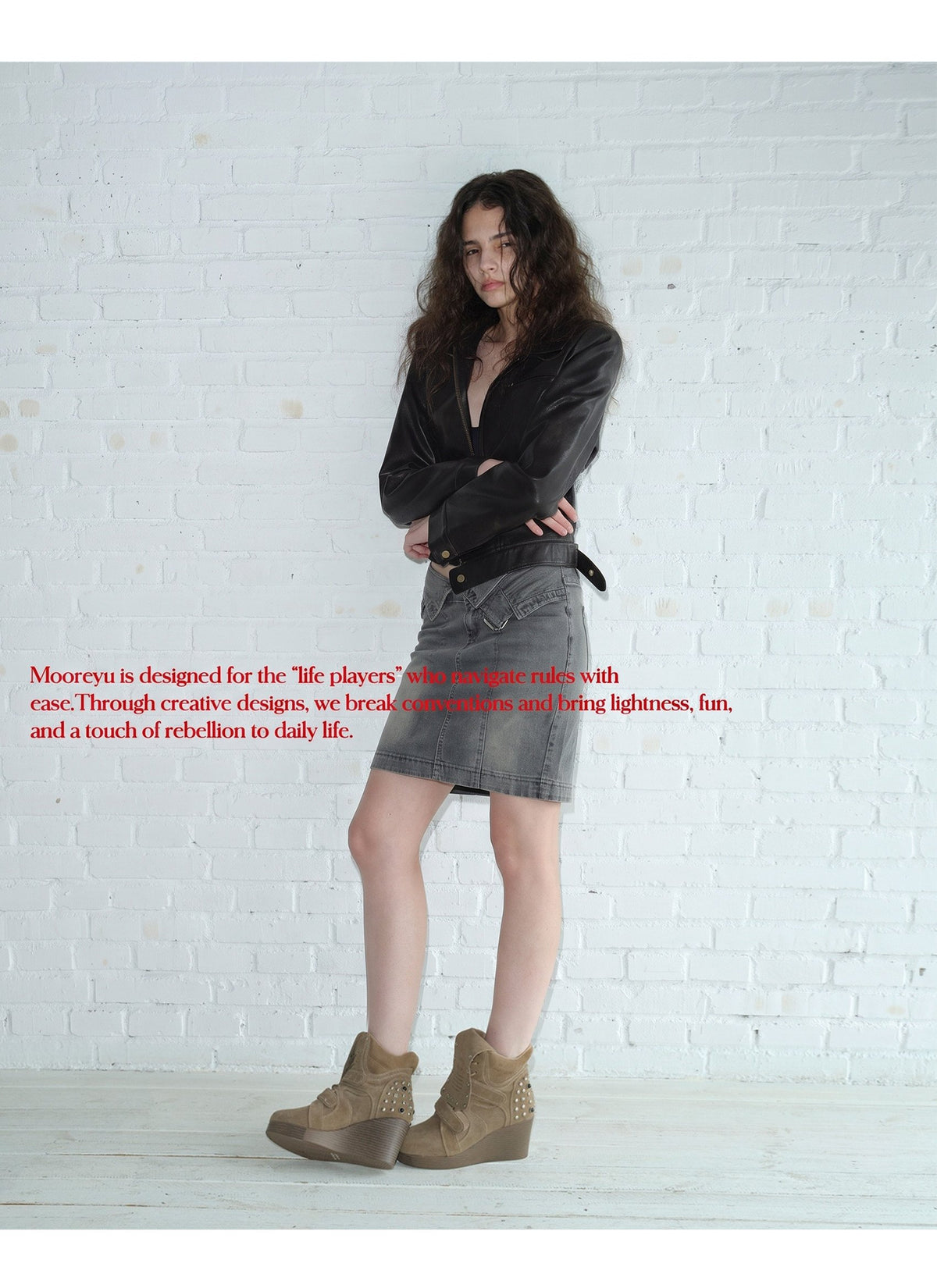 Rust Stud Wedge Boots