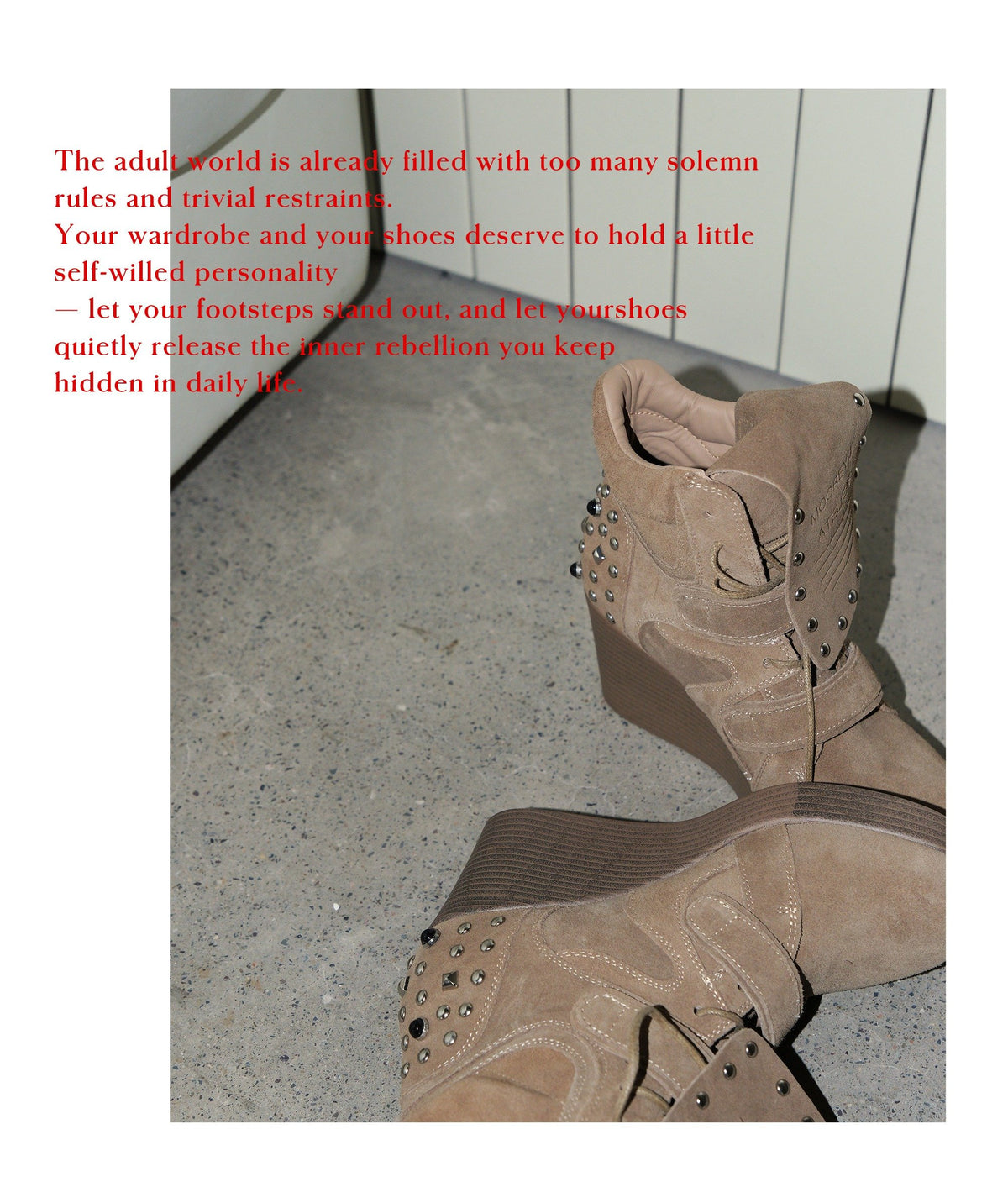 Rust Stud Wedge Boots